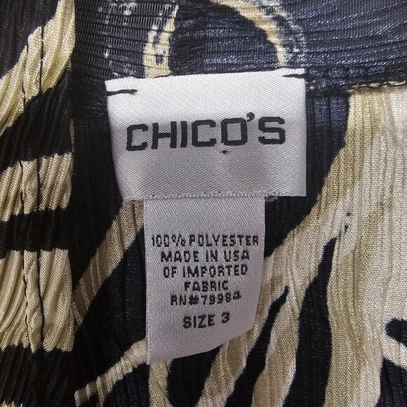 Vintage Chico's Black Tan Kimono Jacket Open Retro Abstract Office Evening 3 (L) - Picture 8 of 10